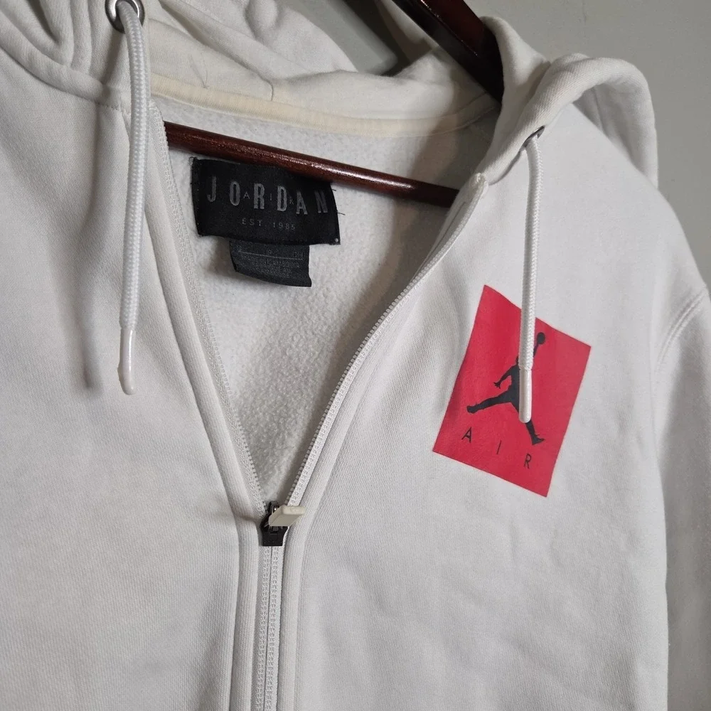 Jordan Air Basketball Full Zip Hoodie Mens Small White Graphic Do You Know